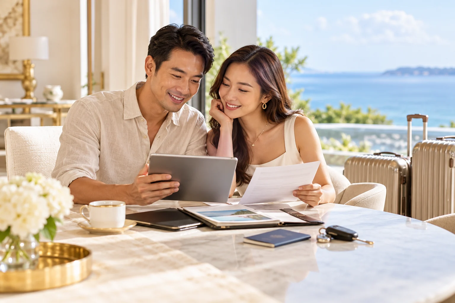 Illustrative travel protection and holiday preparation scene
